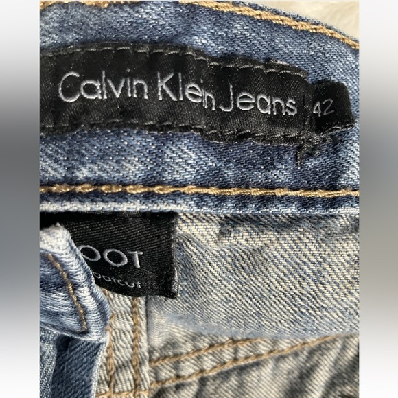 Calvin Klein Jeans Mens 42x30 Baggy Bootcut Vintage Y2K Denim Blue Made In Egypt - Picture 7 of 12